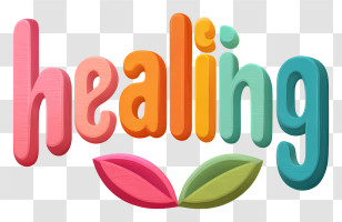 Healing Logo - Colorful Healing 3D Text Transparent PNG