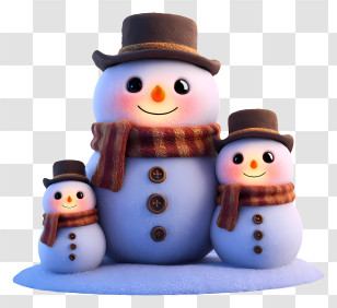 Snowman Family - Cute Snowman Family Trio Transparent PNG