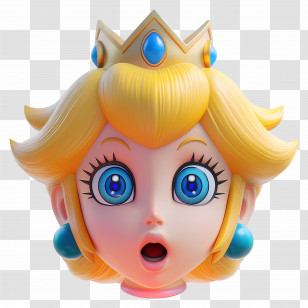 Princess Peach - Cartoon Princess Head With Surprised Expression Transparent PNG