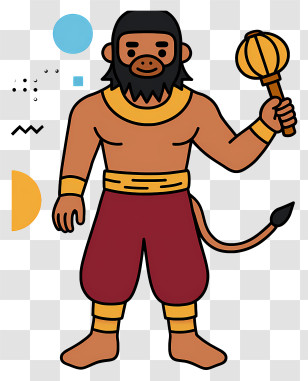 Hanuman - Muscular Monkey Warrior With Mace Transparent PNG