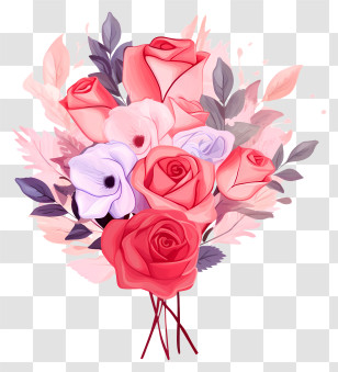 Roses - Beautiful Romantic Floral Bouquet Of Roses Transparent PNG
