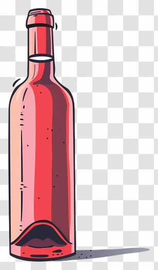 Wine Bottle - Elegant Red Wine Bottle Illustration Transparent PNG
