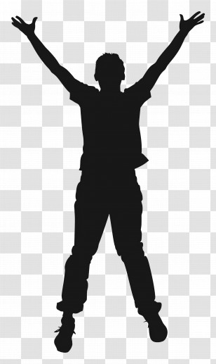 Happy Man Silhouette - Jumping Silhouette Art Style Image Transparent PNG