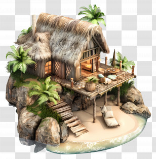 Beach Bungalow - Tropical Beach House On Island Transparent PNG
