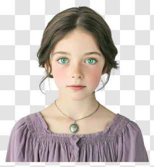 Girl With Strikingly Mismatched Eyes - Realistic Young Girl Portrait Transparent PNG