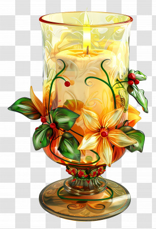 Glass Candlestick Holder - Decorative Candle In Floral Holder Transparent PNG