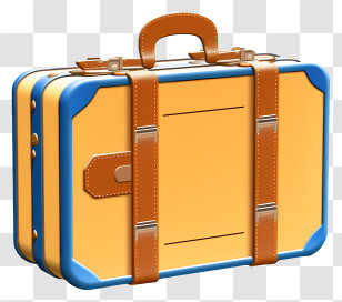Leather Suitcase - Yellow And Blue Vintage Suitcase Illustration Transparent PNG