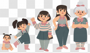 Human Life Cycle - Happy Family Illustration With Generations Transparent PNG