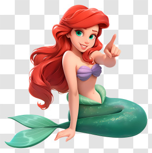 Ariel Mermaid Princess - Red-haired Mermaid Cartoon Character Transparent PNG