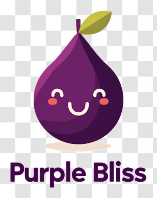 Purple Bliss Logo - Purple Bliss Smiling Fig Mascot Transparent PNG