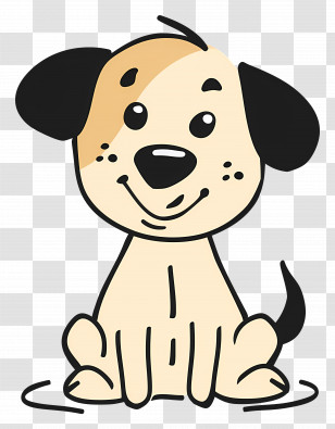 Dog Outline - Happy Cartoon Dog Illustration Transparent PNG