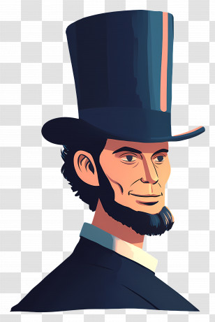 Abraham Lincoln - Man In Top Hat Cartoon Illustration Transparent PNG