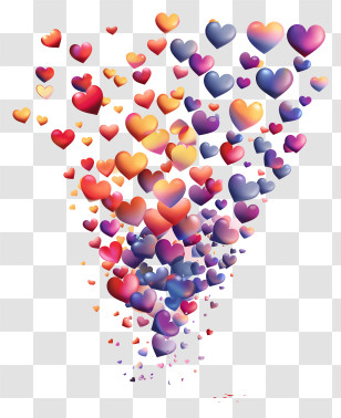 Hearts - Colorful Flying Hearts For Romantic Design Transparent PNG