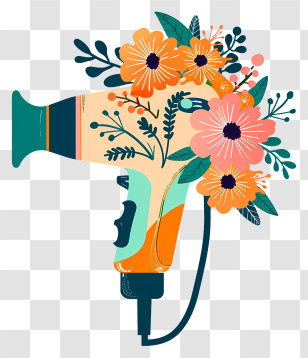 Hair Dryer - Floral Hair Dryer Design Transparent PNG