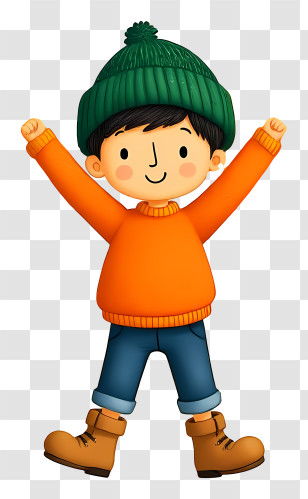 Autumn Boy - Happy Boy In Winter Clothes Transparent PNG