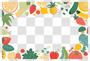 Food Background - Colorful Fruits And Vegetables Frame Transparent PNG