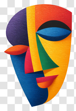 Sigma Face Emoji - Colorful Abstract Face Art Transparent PNG
