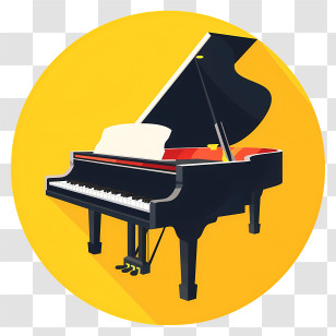 Piano - Elegant Black Grand Piano Transparent PNG