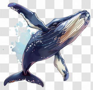 Whale Clipart - Blue Whale Marine Life Illustration Transparent PNG
