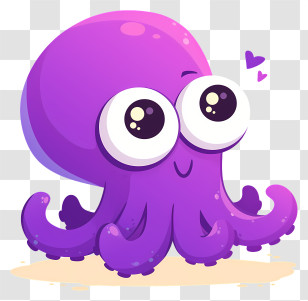 Kawaii Octopus - Cute Purple Octopus Cartoon Transparent PNG