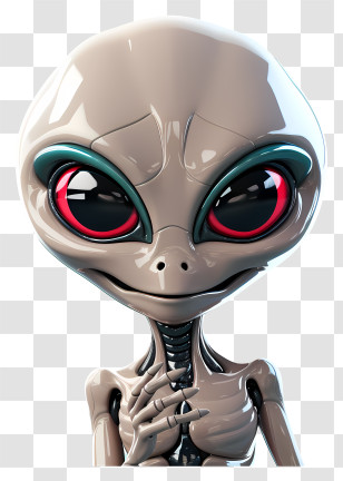 Realistic Style Alien Mascot - Alien With Large Red Eyes Transparent PNG