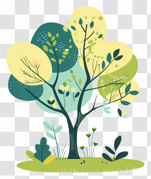 Tree Minimalist - Stylized Tree In Flat Design Transparent PNG