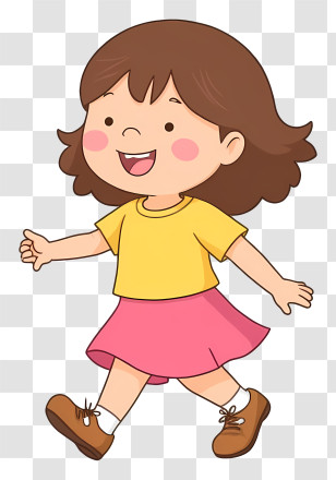 Preschool Girl - Happy Girl In Yellow Shirt Transparent PNG