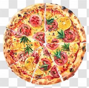 Hawaiian Pizza - Colorful Vegetable Pizza With Fresh Toppings Transparent PNG