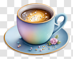 Pastel Coffee Cup - Colorful Coffee Cup With Saucer Transparent PNG