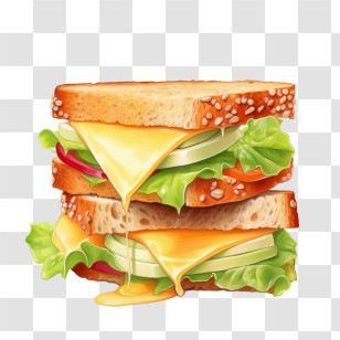 Sandwitch - Stacked Cheese Sandwich Transparent PNG