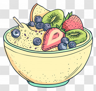 Smoothie Bowl - Creative Smoothie Bowl With Fruits And Berries Transparent PNG