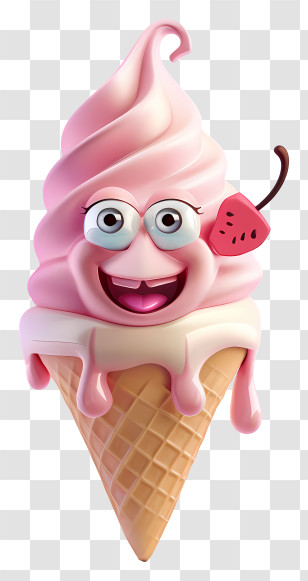 3d Cartoon Dessert - Funny Cartoon Ice Cream Character Transparent PNG