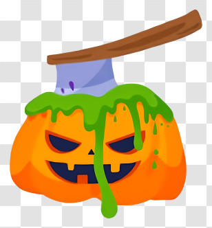 Halloween Pumpkin With Axe - Pumpkin With Axe And Slime Transparent PNG