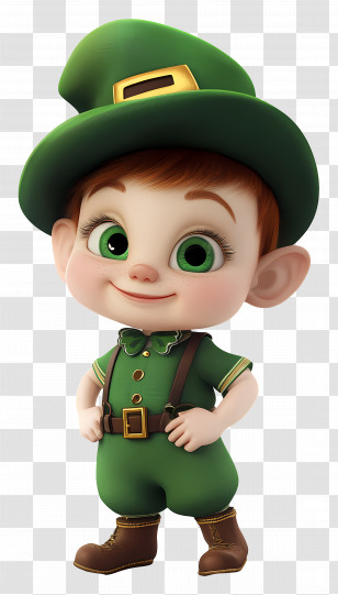 St Patrick Day Baby - Cute Leprechaun Cartoon Character Transparent PNG