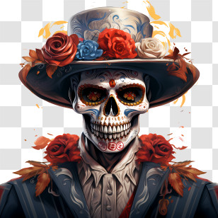 Dia De Los Muertos - Day Of The Dead Decorated Skull Illustration Transparent PNG