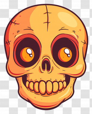 Skull - Yellow Cartoon Skull With A Grinning Expression Transparent PNG
