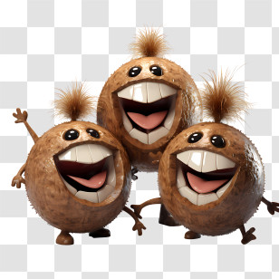 World Coconut Day - Happy Coconut Characters With Smiles Transparent PNG
