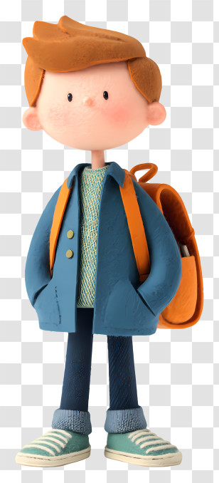 Student Standing With School Bag - Casual Boy With Backpack Transparent PNG