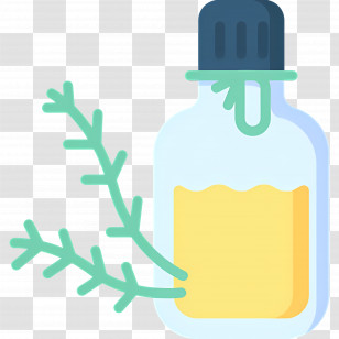 Rosemary - Essential Oil Bottle With Herbs Transparent PNG