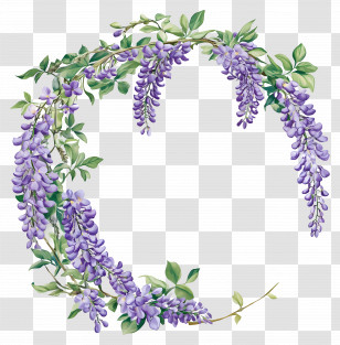 Circle Frame - Beautiful Purple Flower Wreath Transparent PNG