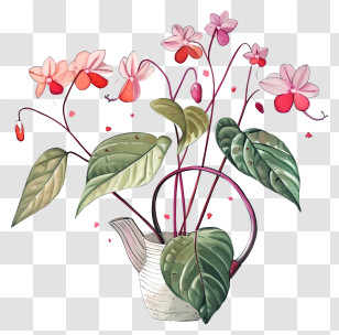 Pastel Valentine Plant - Flowering Plant In Watering Can Transparent PNG