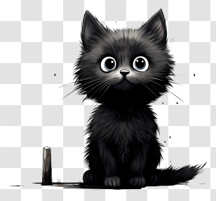 Cartoon Cat - Cute Black Kitten Transparent PNG
