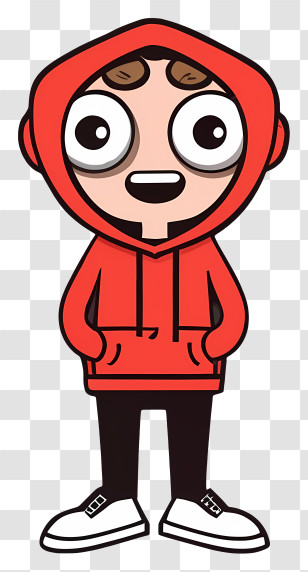 Cartoon - Cartoon Character Wearing Red Hoodie Transparent PNG