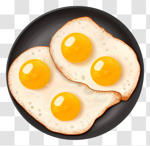 Eggs - Delicious Fried Eggs On Black Pan Transparent PNG