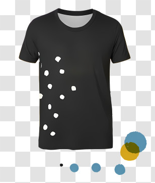 Clothing - Black T-shirt With Dots Design Transparent PNG