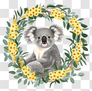 Australia Day - Koala Surrounded By Flower Wreath Transparent PNG