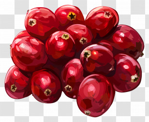 Cranberries - Illustrated Cluster Of Fresh Cranberries Transparent PNG