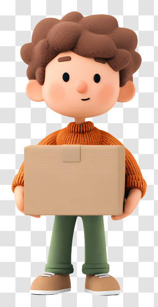 Boy Holding Box - Boy Holding A Box For Delivery Transparent PNG