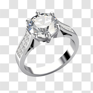 Diamond Ring - Silver Ring With Diamond Illustration Transparent PNG