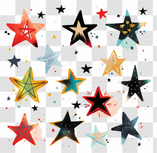 Stars - Colorful Patterned Stars Artwork Transparent PNG